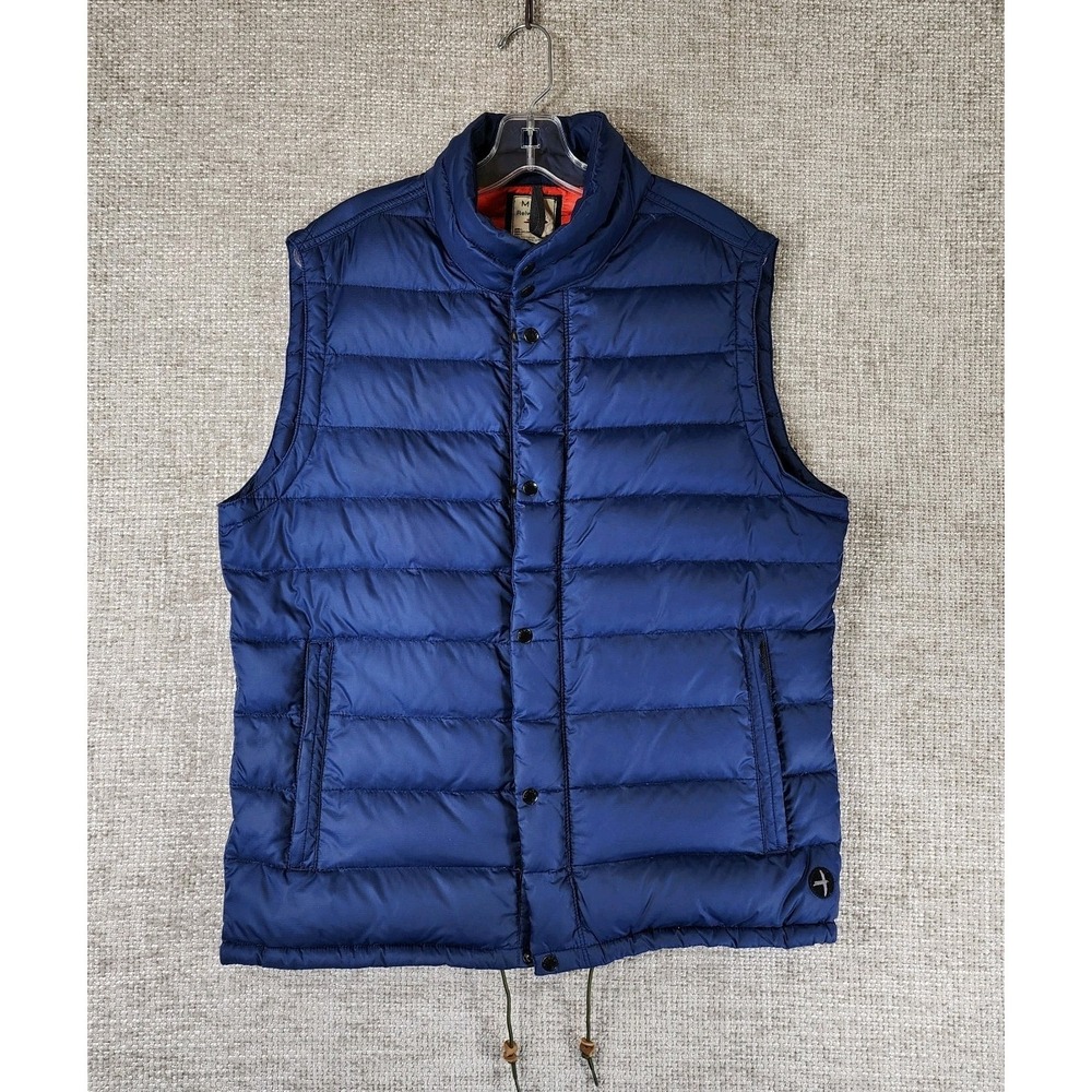 Relwen‎ Huckberry Fly Weight Down Vest Mens M Navy Blue Puffer Quilted Zip Snap